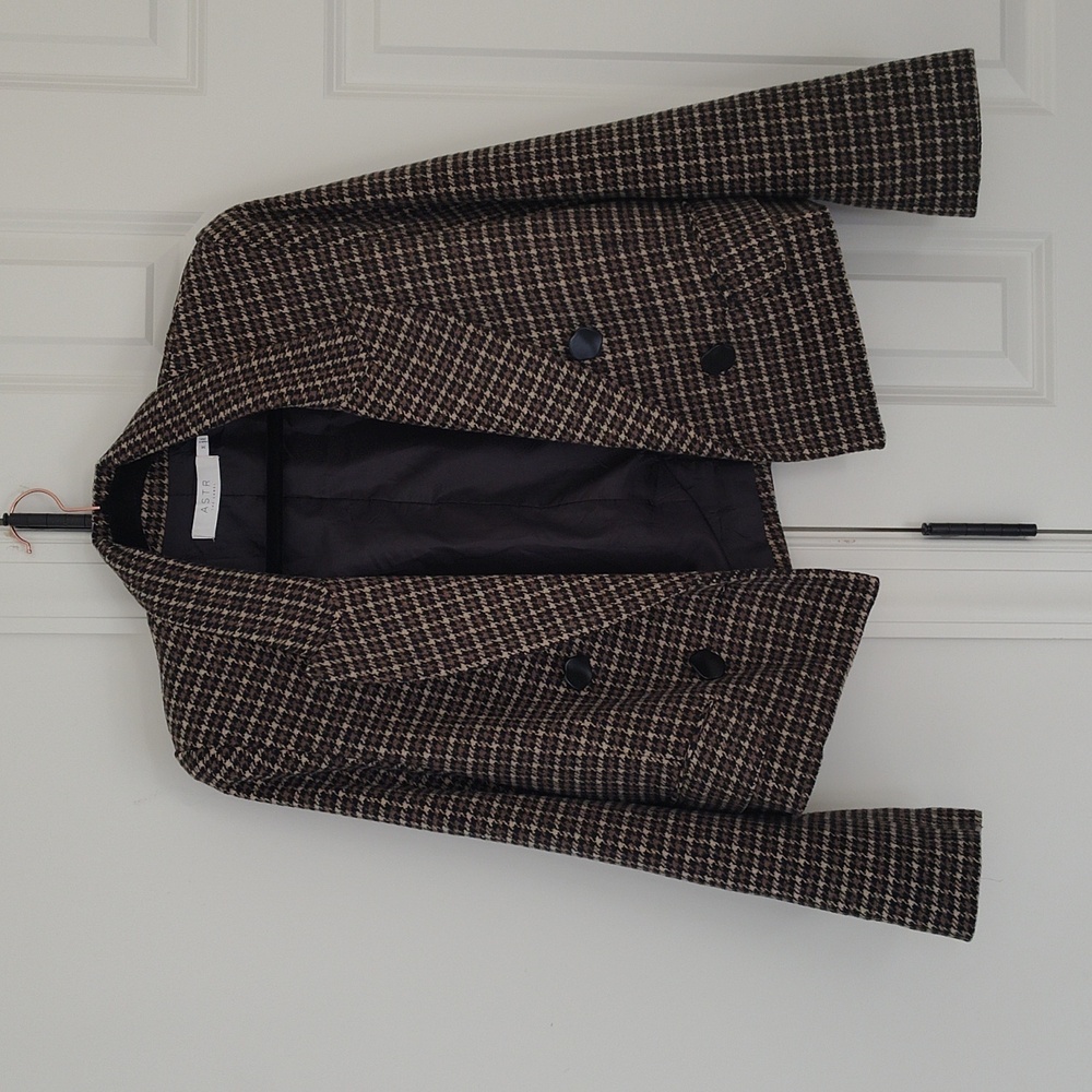 ASTR the label Manhattan Cropped Blazer Hazelnut‎ Houndstooth Size M - Picture 8 of 16